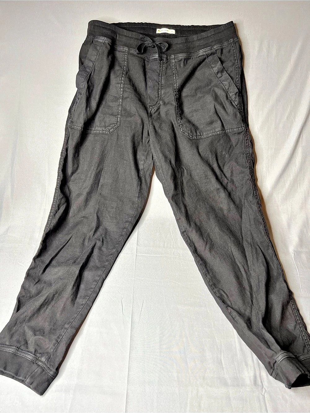 Marine Layer Luna Drapey Linen Blend Jogger Pants Black XL